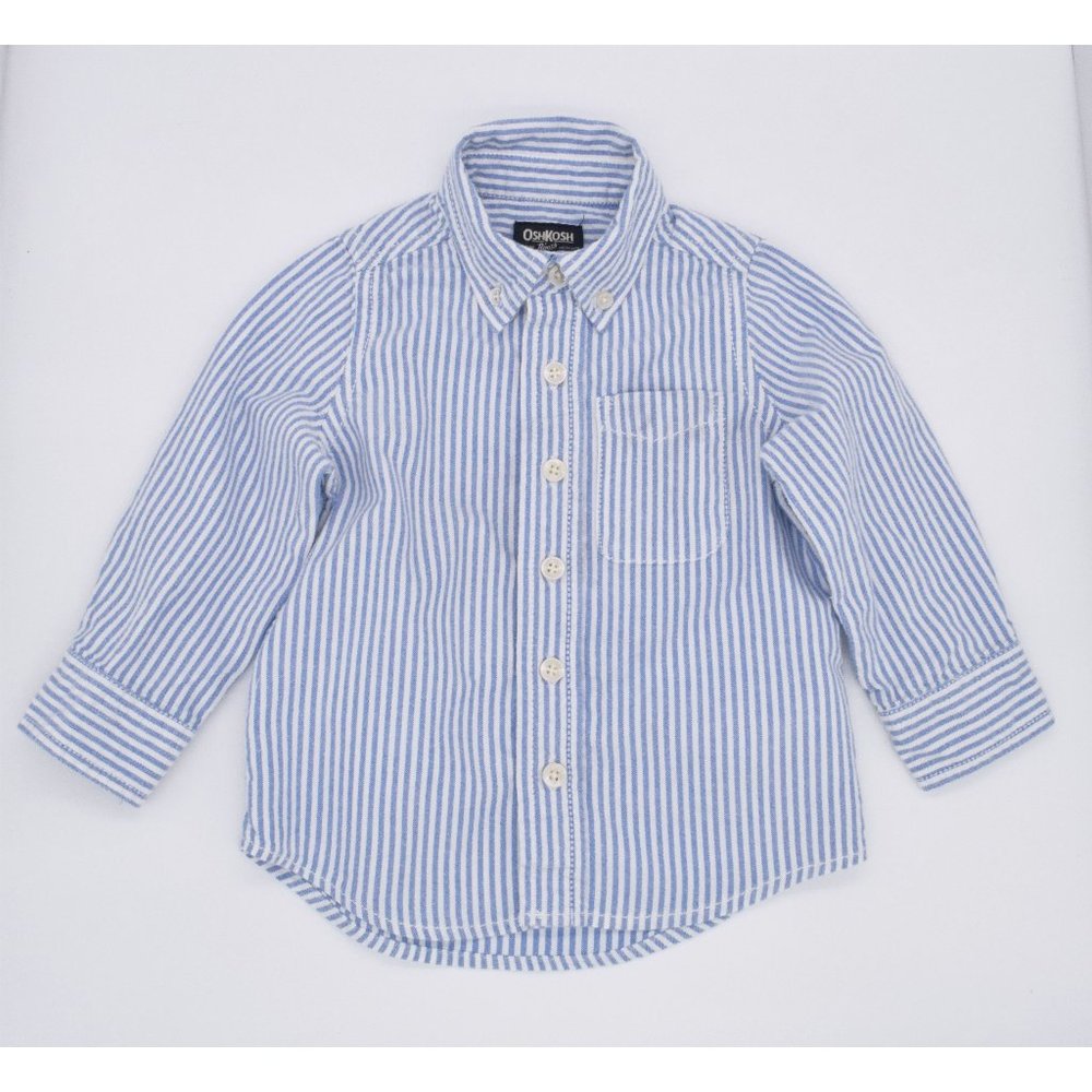 Boy's Size 2T White Blue Striped Shirt OshKosh